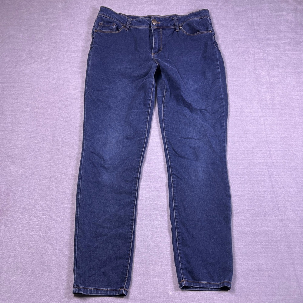 Miss Poured In Blue‎ Skinny Stretch Mid Rise Jeans Women 14 Blue Denim